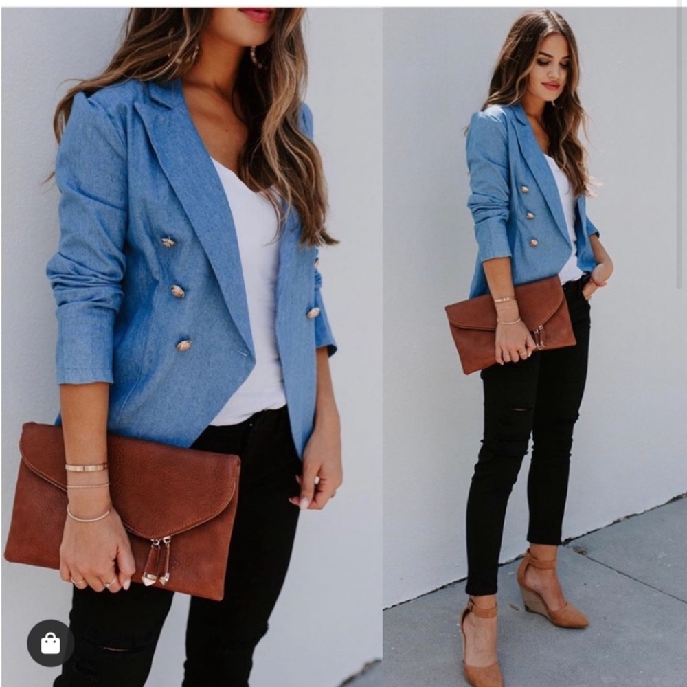 Vici Blue Double-Breasted Blazer